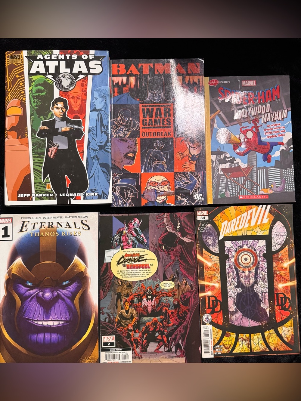 comic book lot marvel Eternals Carnage Vs Deadpool Daredevil SpiderHam & Batman